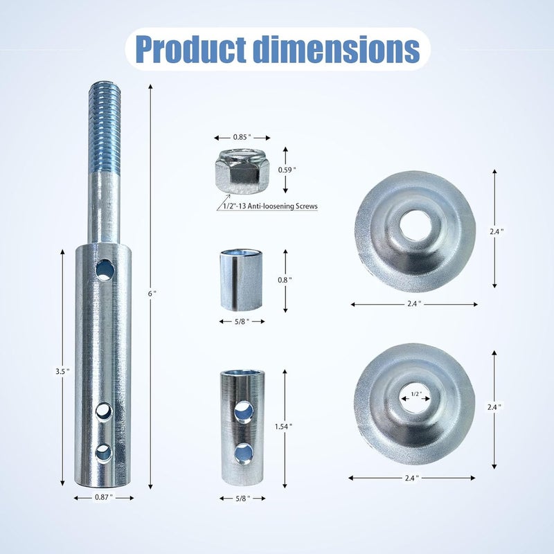neeki Bench Grinder Motor Shaft Extension for Polishing, 1/2" and 5/8" Motor Threaded Shaft Adapter, Fits 1/2" and 5/8" Center Hole Cloth Polishing Wheels and Airway Polishing Wheels (Long) - Image 2